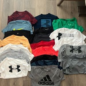 Boys Youth Large Sports Tee Shirt Lot (Under Armor, Nike, Adidas). 20 Total